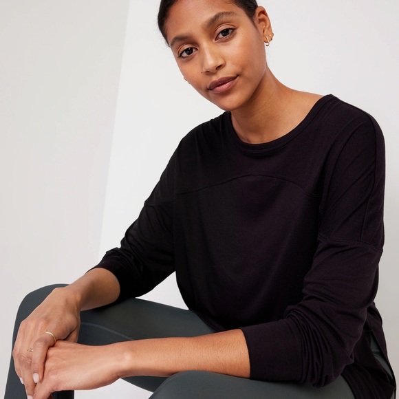 NWT OLD NAVY Oversized Boyfriend Tunic Sweatshirt Color BLACK JACK - Picture 3 of 6